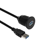 USB Mount Cable -USB Extension Flush, Dash, Panel Mount Cable, for Car, Boat, Motorcycle and More (3.0FSX-1)