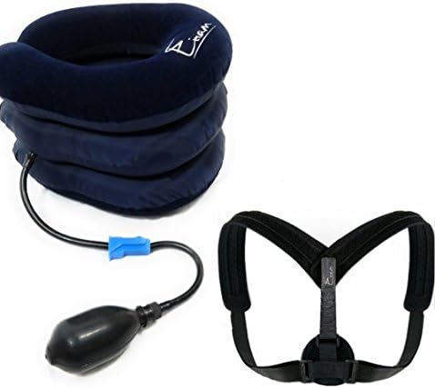 Inflatable Neck Traction Device And Back Posture Corrector for Women and Men | Clavicle Support Brace | Relieves Back And Neck Pain | Correct Your Posture &amp; Alleviate Pinched Nerves | One Size For All