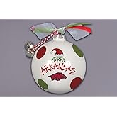 Magnolia Lane Arkansas Razorbacks Santa Hat Ornament with Ribbon, 3.5-inch Diameter, Bells and Gift Box, Home, Home Décor