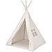 Best Choice Products 6ft Kids Cotton Canvas Indian Teepee Playhouse Sleeping Dome Play Tent w/ Carrying Bag, Mesh Window - White