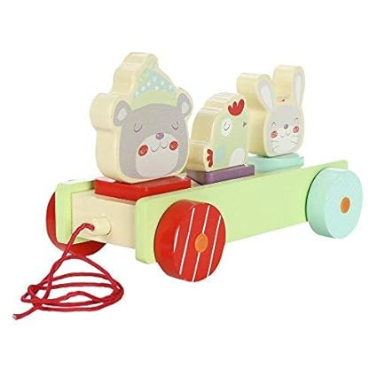  Toddlers Wooden Pull Along Toy Animals Creative