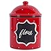 DII Ceramic Farmhouse Chic Polka-Dot Kitchen Canister/Container Organize Your Kitchen, Countertops, Cupboards or Pantry, Large, Red (5606)