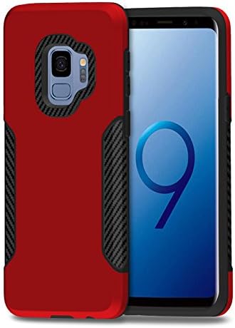 Samsung Galaxy S9 plus Case- Carbon Fiber Case for S9 plus Protective Case Cover- Shock-Proof- Non-Slip Elegant Design- Multiple Colour Options- Durable PC and TPU Combination (Red)