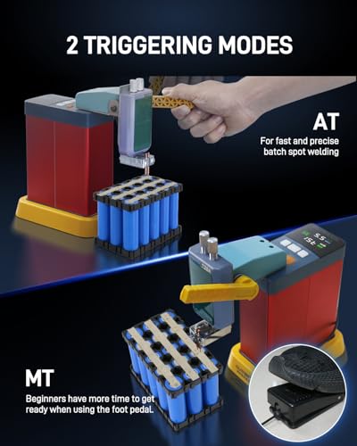 GLITTER 801H Battery Spot Welding Machine, 21000W 3500A, AT/MT Mode, for LiFePO4 Batteries, Aluminum-Nickel Welding with Push Arm and Pedal