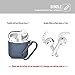 AhaStyle AirPods Case Cover Silicone, 4 in 1 AirPods Accessories Set for Apple AirPods 2 & 1, Included AirPods Ear Hook, AirPods Staps, Carabiner and Pouch(Navy Blue)