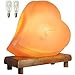 Himalayan Large 5 to 7 lbs Double Heart Salt Lamp with Dimmer Switch Cord Neem Wood Base with 2 Bulbs