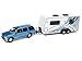 Johnny Lightning 1:64 Truck and Trailer - Chevrolet Tahoe with Camper Die Cast Vehicle, Blue/White