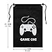 AhlsenL 24 Pack Video Game Bags Black Gaming Party Bags Pattern White Gamepad Two Drawstring with Button Non-Woven Fabrics for Kids Birthday Party