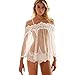 BeautyVan Women's Lingerie Babydoll Sleepwear with G-string - M - White