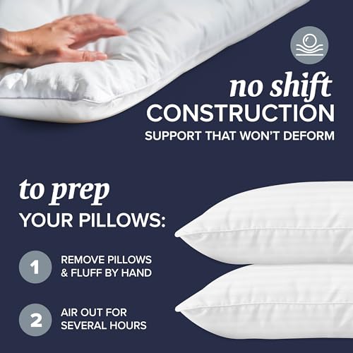 BECKHAM HOTEL COLLECTION BED PILLOWS STANDARD / QUEEN SIZE SET OF 2 – DOWN ALTERNATIVE BEDDING GEL COOLING PILLOW FOR BACK, STOMACH OR SIDE SLEEPERS