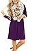 AUSELILY Women's Long Sleeve Dress Pleated Loose Swing Casual Dress with Pockets Knee Length Dresses 2025 New Purple L