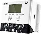 HQST 30A 12V/24V PWM Solar Charge Controller with