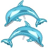 2 Pcs Dolphin Shape Splash Giant Foil Mylar Balloons Birthday Party Decorations Kids Gift