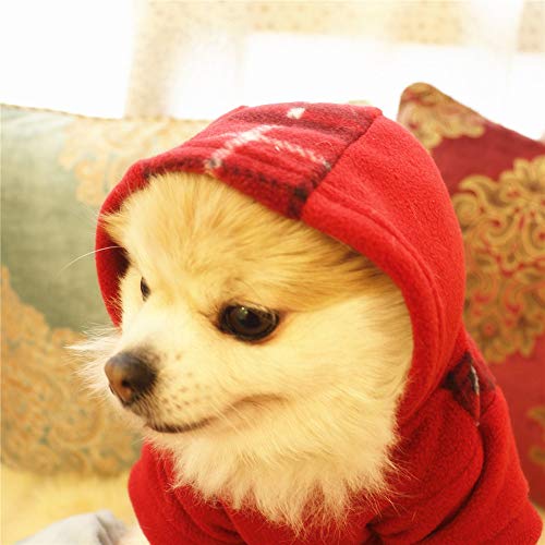 Longay Dog Pet Clothes Hoodie Warm Fleece Puppy Coat Apparel (Red, XS)