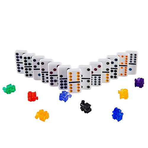 Homwom Double 12 Dominoes Set - Mexican Train Dominoes Double 12 Color Dot Dominoes with Aluminum Case