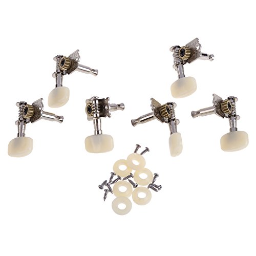 Domybest Guitar Tuning Professional 6pc Open-Gear Guitar Tuners Heads 3-Left 3-Right Alignment Set Machine for Open-Gear Guitar