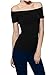 Women's Short Sleeve Vogue Fitted Off Shoulder Modal Blouse Top T-shirt, Black, Medium