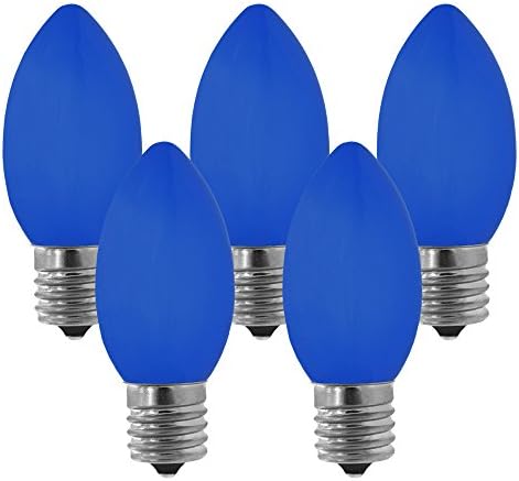NORAH DECOR Opaque LED C9 Blue Christmas Replacement Incandescent Night Bulbs, 0.8W Commercial Grade,Supper Brightness LED, Fits Into Candelabra E17 Base Socket, 25 Pack