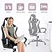 PC Gaming Chair Office Chair Desk Chair with Lumbar Support Arms Headrest High Back PU Leather Racing Chair Rolling Swivel Executive Computer Chair for Women Adults Girls,White