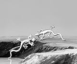 Sterling Silver Lizard Ear Climber, Ear Crawler, Pair, Length 22mm 0.86 inches