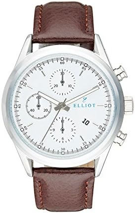 Elliot Dark Brown Genuine Leather Chronograph Watch With Silver Stainless Steel Case