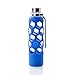 GoGlass Terra Borosilicate Glass Water Bottle With Silicone Sleeve 24oz, No Plastic, Modern Large Drinking Reusable Travel Bottles (Ocean Blue)