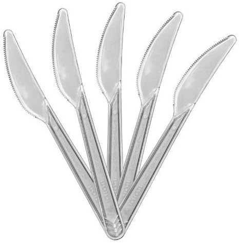 100 of Luxury Quality Clear Knives Plastic Cutlery Weddings Parties Picnics