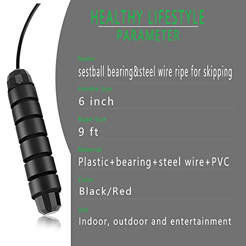 Jump Rope, Adjustable Jumping Rope Workout with Memory Foam Handles, Tangle-Free Skipping Rope with Ball Bearing, Weighted Jump Rope for Exercise Fitness, Speed Jumping Rope for Women Men Kids(Red)