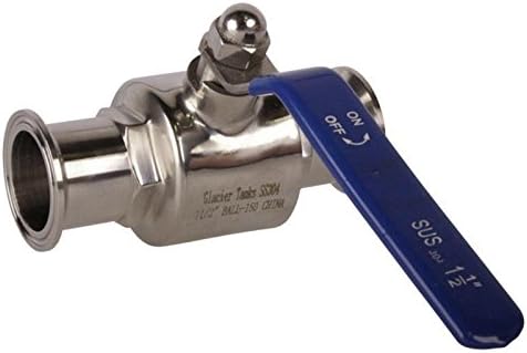 Ball Valve | Tri Clamp 1.5 inch - Sanitary Stainless Steel SS304/PTFE (2 Pack) - Glacier Tanks