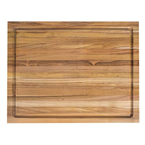 Large Reversible Teak Wood Cutting Board: 18x14x1.25 with Juice Groove (Gift Box Included) by Sonder Los Angeles