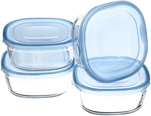 Iwaki イワキ 耐熱ガラス 限定品 保存容器 450ml 4点セット アクアブルー 角型 Kbt3240bln Newパックレンジ