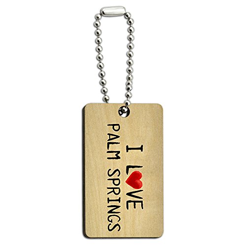 I Love Palm Springs Written on Paper Wood Wooden Rectangle Key Chain