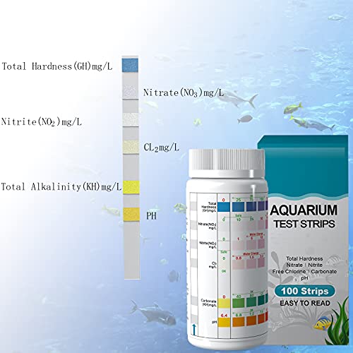 Lxiyu 6in1 Aquarium Test Strip (100 Tests), Fish Tank Test Kit