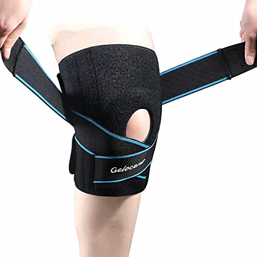 Knee Brace, Gelocent Knee Support with Side Stabilizers & Patella Gel Pads, Knee Brace with Adjustable Straps for Knee Pain Relief, Arthritis Pain, Injury Recovery, Running, Workout, Swollen ACL