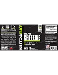nutrabio 100% pura Cafeína 200 mg – 150 Cápsulas de verduras