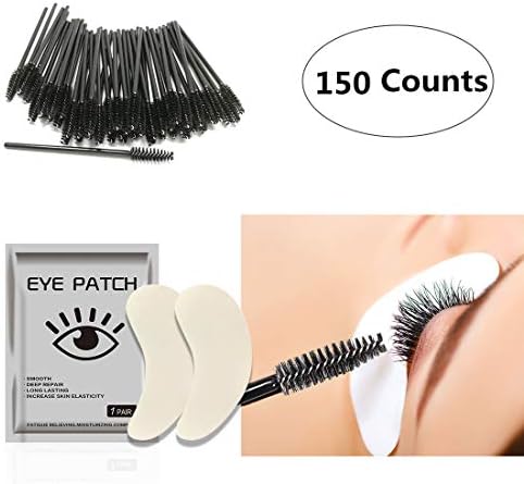 ifory 150 Counts Makeup Tool – 100 Counts Eye Gel Patches for Eyelash Extension & 50 Pcs Disposable Eyelash Extension Wands