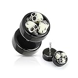 West Coast Jewelry Three Embedded Skulls Black