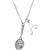 Personalized Tennis Racket Initial Necklace, Custom Tennis Player Jewelry - Tennis Necklace For Women, Teens & Girls