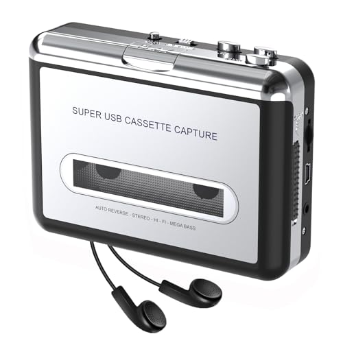Photo 1 of Cassette Player - Compact Tape Player Portable Recorder with Earphone-Convert Audio Music Cassette to MP3 Digital, Compatible with Laptop/PC/MAC- for Entertainment, Travel, Light Sports(Silver)