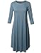 Made by Emma Women's Casual Loose Fit Solid Viscose 3/4 Sleeve Round Neck Midi Dress