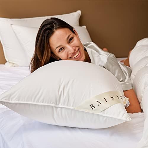 baisihan OverCloud™ Goose Down Pillows, Down Pillow for Stomach Sleeper