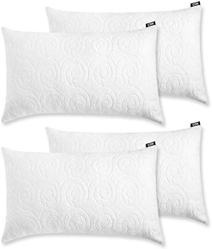 Cok Case of 4, Shredded Memory Foam Pillow, Adjustable Loft Bed Pillows for Home & Hotel, Washable Removable Cooling Bamboo Derived Rayon Cover (King)