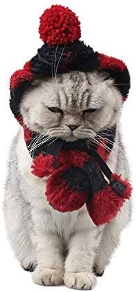 ROZKITCH Dog Cat Pet Woolen Scarf Hat Winter Accessories Knit Xmas Set Warm Puppy Kitten Small Cats Dogs Pets in Cold Weather