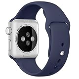 Apple Watch Band, HuanlongTM Soft Silicone Sport Style Replacement Iwatch Strap for Apple Wrist Watch (Midnight 38mm S/m)