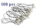 COSMOS ® 100 PCS 3 inches Black Color Cellphone Strap with Silver Color Tone Split Ring and Lobster Clasp