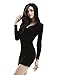 Doublju Womens Long Sleeve Henley Neck Basic Hoodie Dress