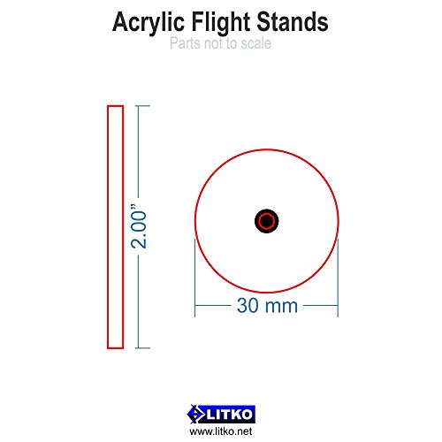 Acrylic Flight Stands, 30mm Circle, 3mm Clear, 2 inch Peg (25)