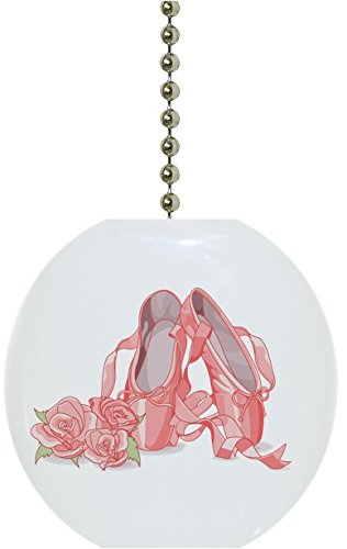 Pink Ballet Slippers and Roses Solid Ceramic Fan Pull