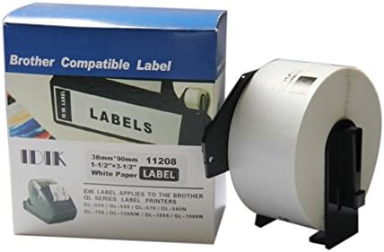 IDIK Replacement Labels Compatible with DK-1208 Large Address Label 38 x 90mm x 400pcs/roll Pakced in Individual Printed Retail Box with Permanent Cartridge