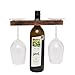 GoCraft Handmade Antique Wood Wine Bottle & Glass Holder – Rustic Countertop Stand for 1 Bottle & 2 Glasses – Vintage Wine Caddy for Home Bar, Kitchen, and Dining Room Décor
